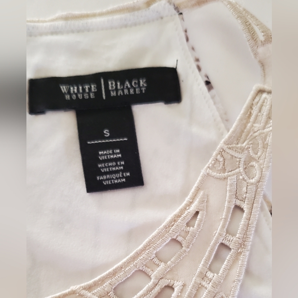 White House Black Market Halter Snakeskin Print Blouson Dress White Gold Size S - Picture 6 of 9